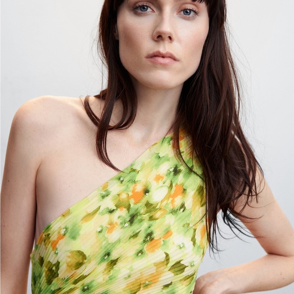 Mango Floral One-Shoulder Dress - Picture 3 of 10